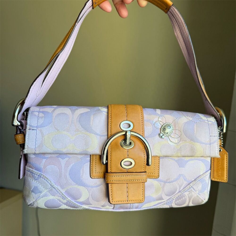 * RARE * Vintage Coach Soho Y2K Lavender Ladybug Optic Small Shoulder Bag